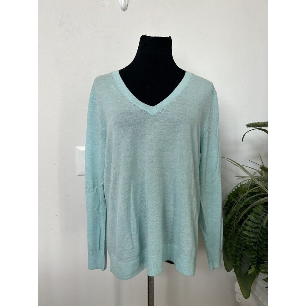 NWT Banana Republic 100% Merino Wool Women's Turquoise Long Sleeve Swearer Sz XL